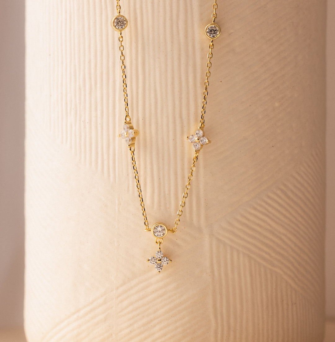 Ivy Diamond Station Necklace in 18K Gold