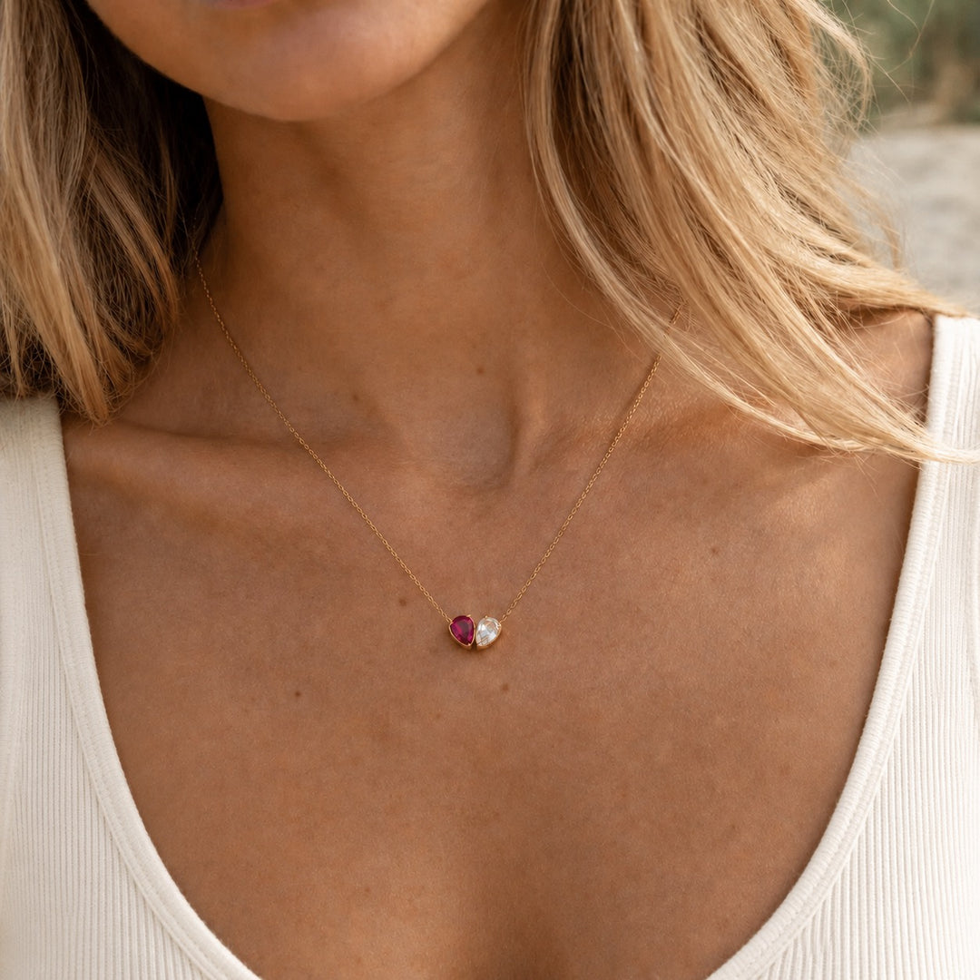 DUO BIRTHSTONE NECKLACE