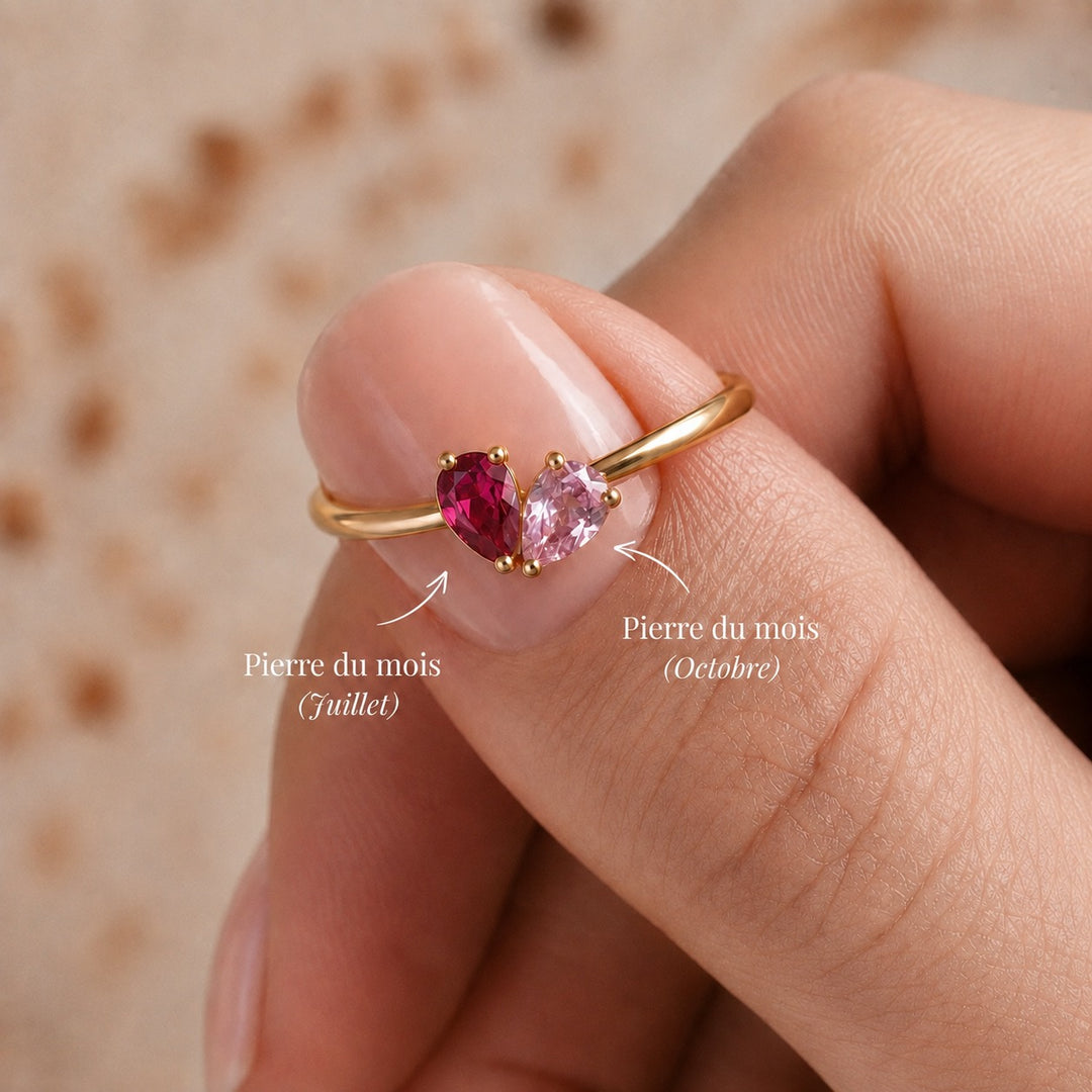 HEART-SHAPED BIRTHSTONE RING