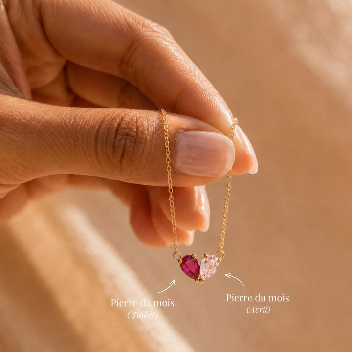 COLLIER DUO AVEC PIERRES DE NAISSANCE