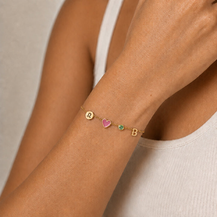 HEART-SHAPED BRACELET WITH INITIAL