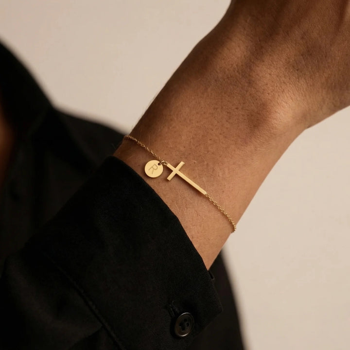 BRACELET INITIAL CROIX