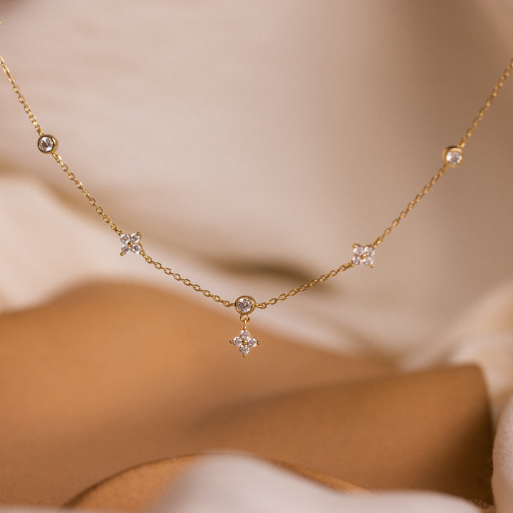 Ivy Diamond Station Necklace in 18K Gold