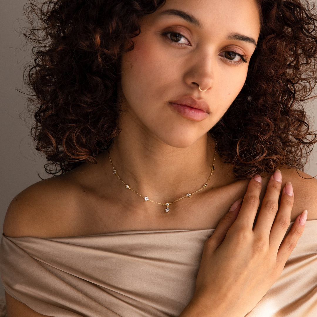 Ivy Diamond Station Necklace in 18K Gold