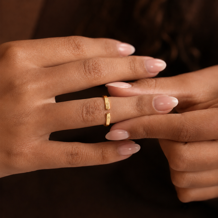 ADJUSTABLE INITIAL LOVE RING