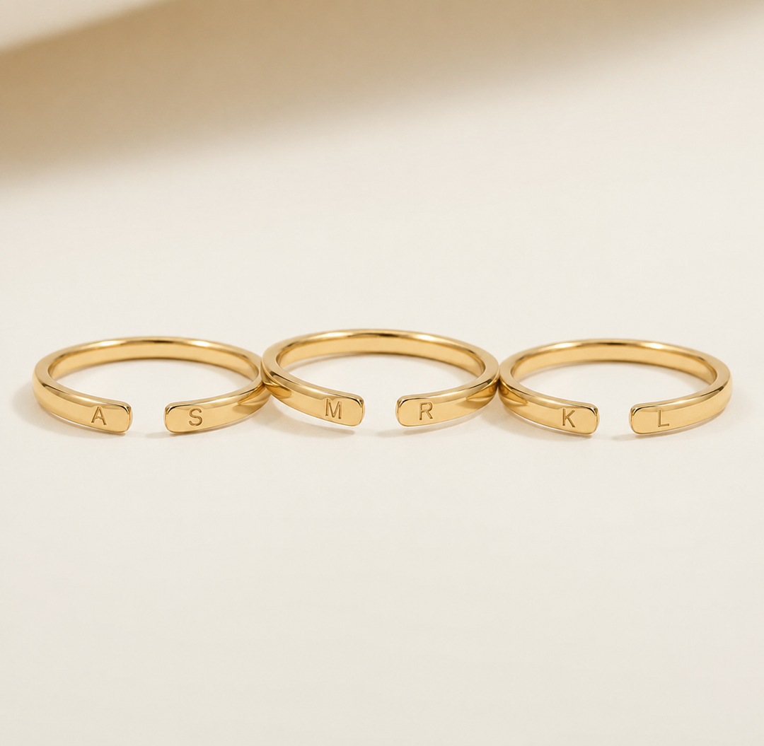 ADJUSTABLE INITIAL LOVE RING