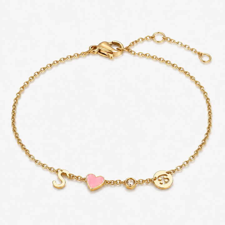BRACELET EN FORME DE CŒUR AVEC INITIALE