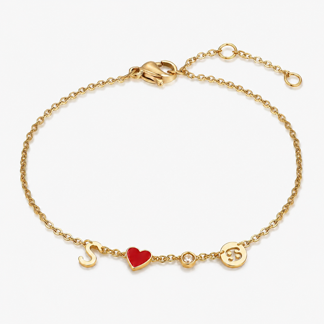 BRACELET EN FORME DE CŒUR AVEC INITIALE