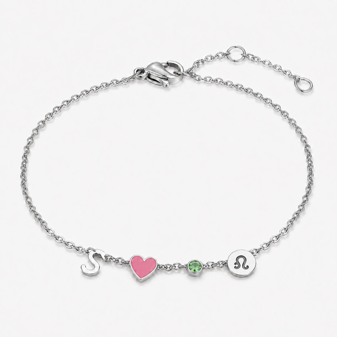 BRACELET EN FORME DE CŒUR AVEC INITIALE