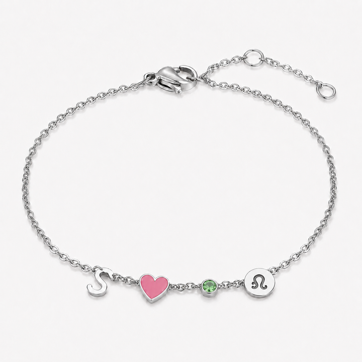 BRACELET EN FORME DE CŒUR AVEC INITIALE