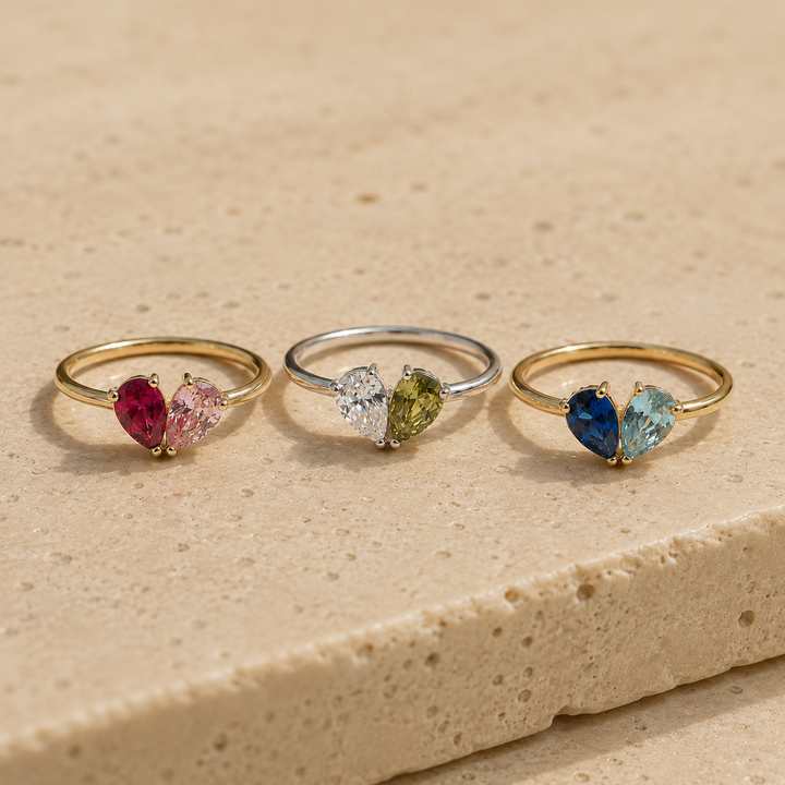 HEART-SHAPED BIRTHSTONE RING