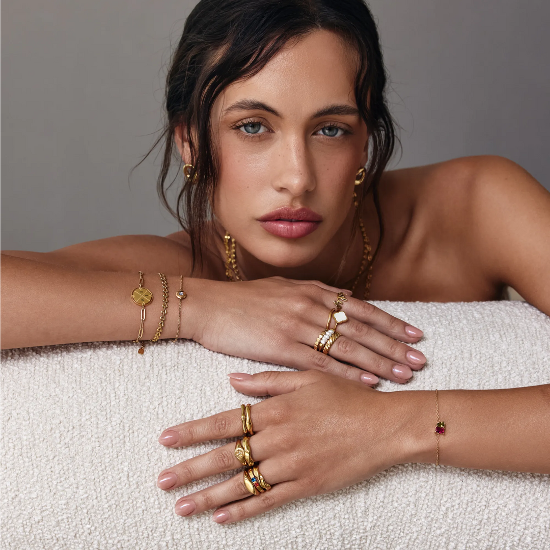 Golden Beaded Ring