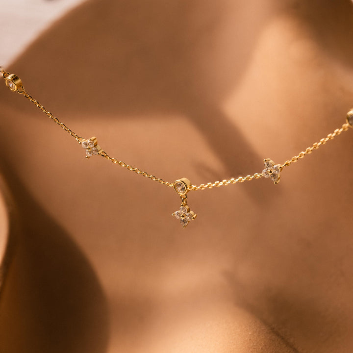 Ivy Diamond Station Necklace in 18K Gold