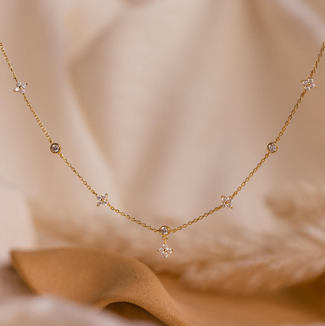 Ivy Diamond Station Necklace in 18K Gold