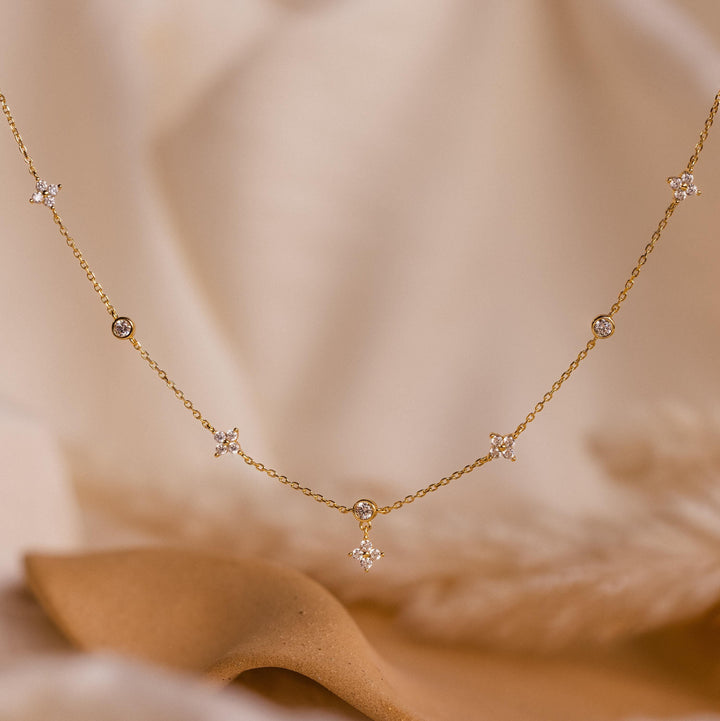 Ivy Diamond Station Necklace in 18K Gold