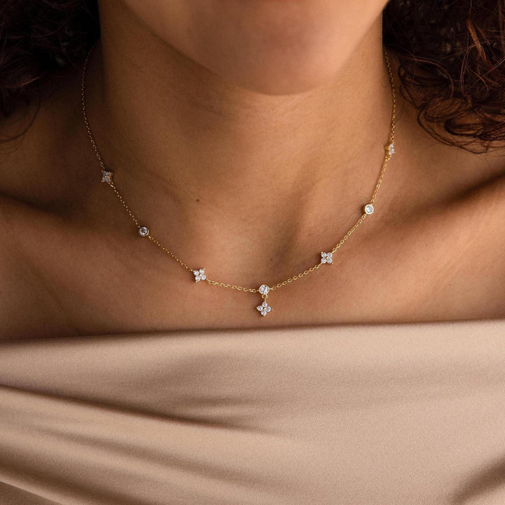 Ivy Diamond Station Necklace in 18K Gold