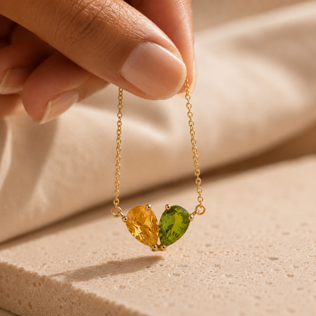 COLLIER DUO AVEC PIERRES DE NAISSANCE