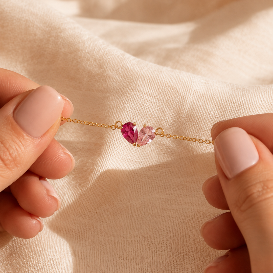 BRACELET DUO AVEC PIERRES DE NAISSANCE