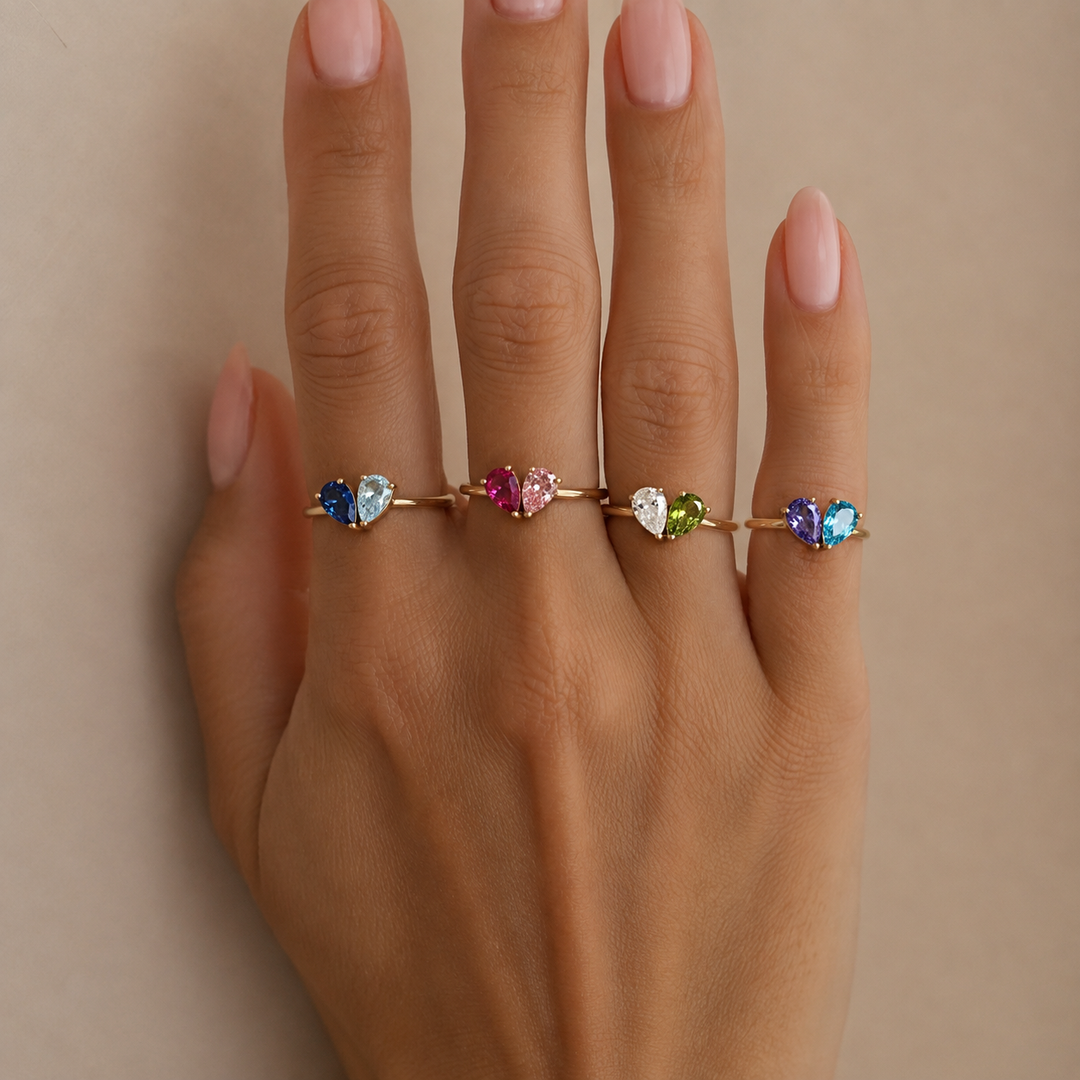 HEART-SHAPED BIRTHSTONE RING