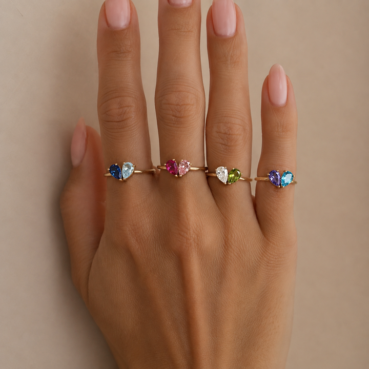 HEART-SHAPED BIRTHSTONE RING