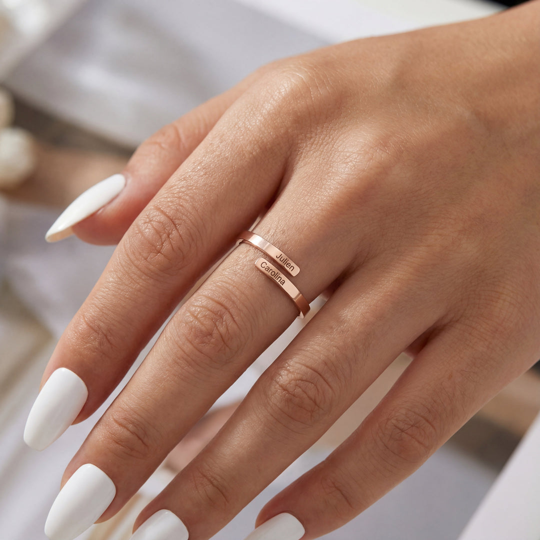 BAGUE DOUBLE PRÉNOM AJUSTABLE